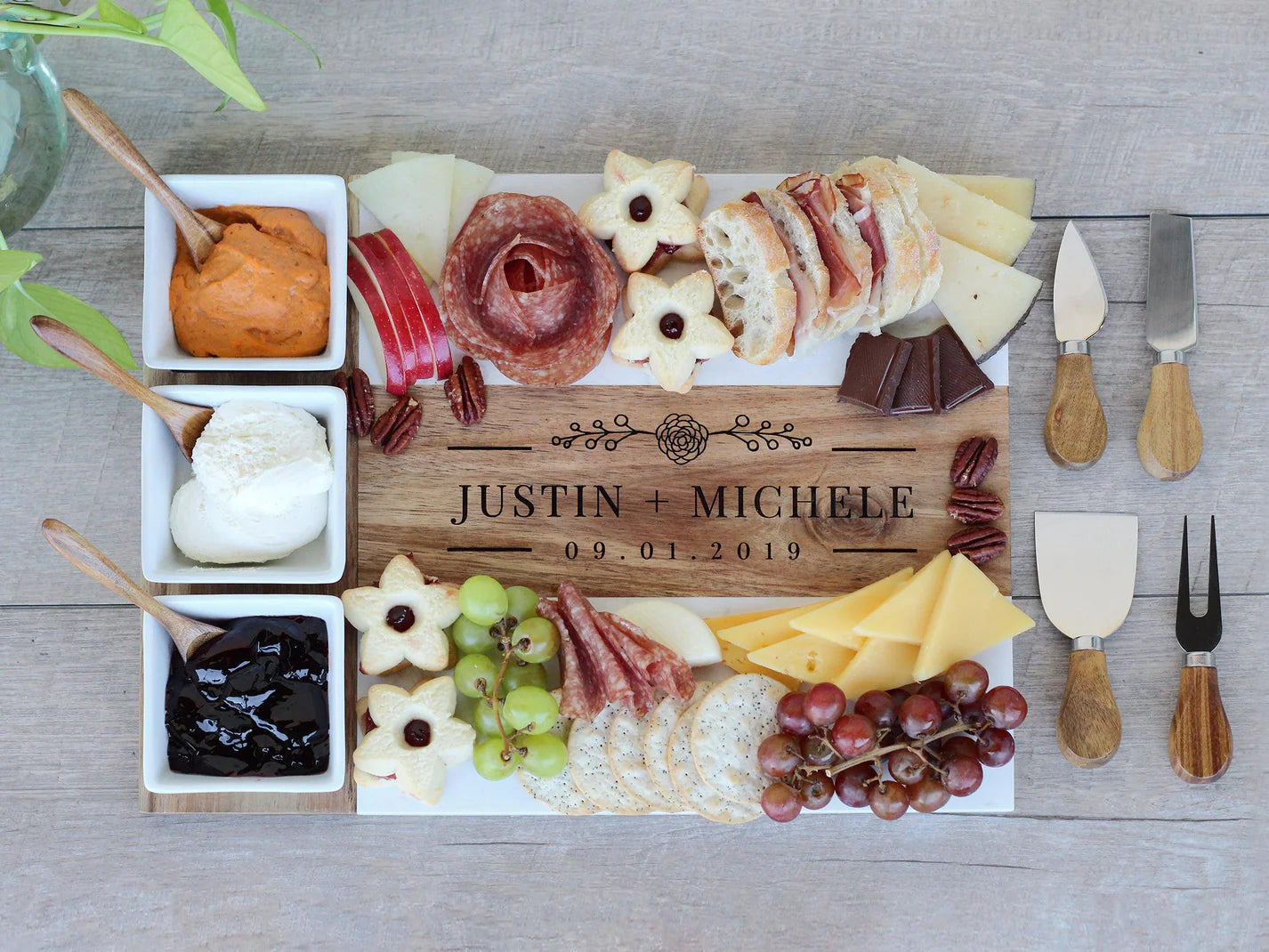 Marble Charcuterie Board - 11 Piece Set